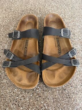 Birkenstock Black Franca Triple-Strap Sandals Sz. 38 EUC
